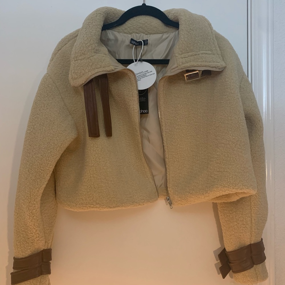 BooHoo Petite Cropped Teddy Jacket